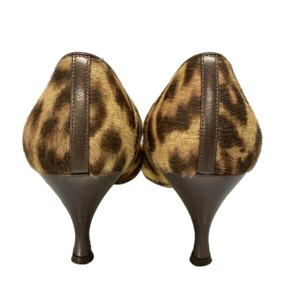 Salvatore Ferragamo-Beige Brown Dark Brown Unborn Calf Leather Pumps 132-081425 - Picture 3 of 10